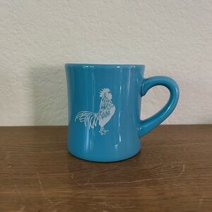 Diner Mug Teal. Rooster